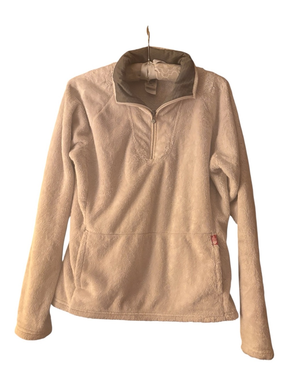The North Face Cream Quarter-Zip Fleece fuzzy Pullover Size M great condition